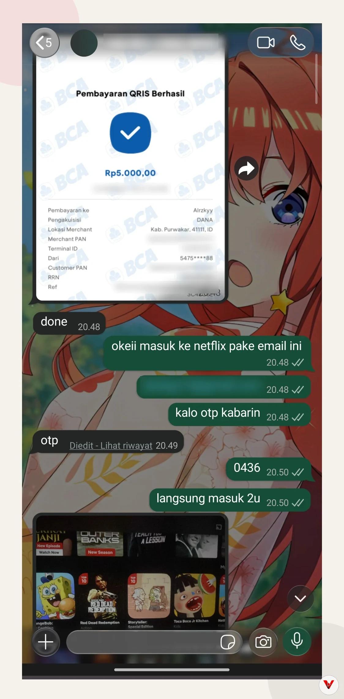 Pembelian terverifikasi via WhatsApp