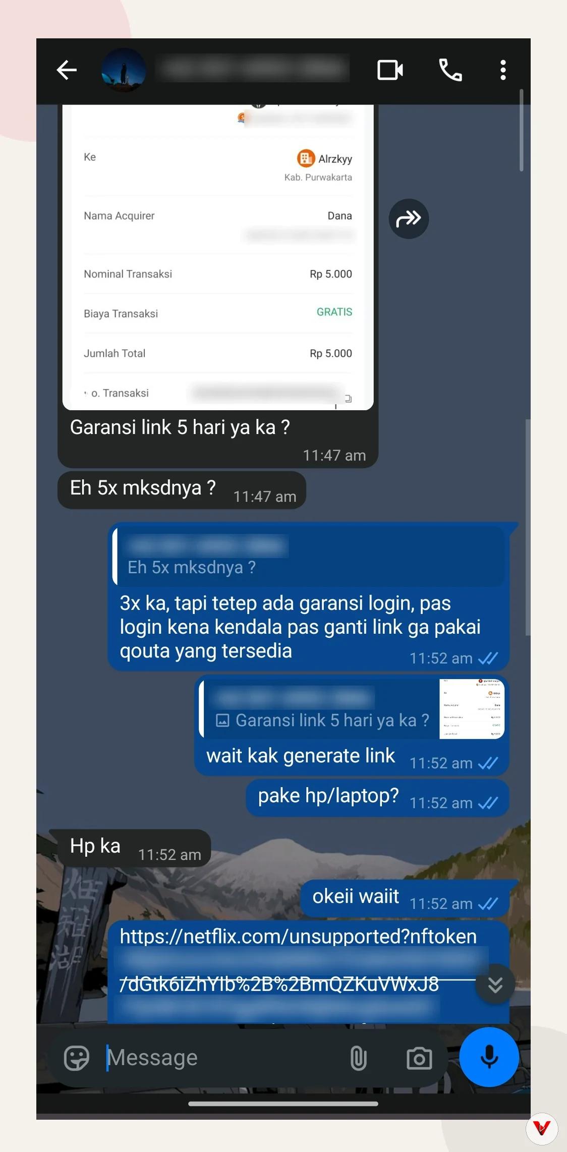 Pembelian terverifikasi via WhatsApp