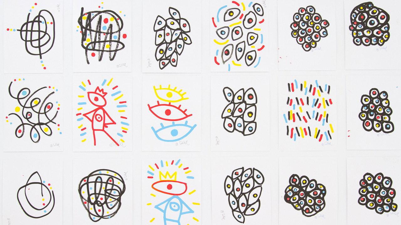 The Ideal Exhibition with Hervé Tullet backdrop