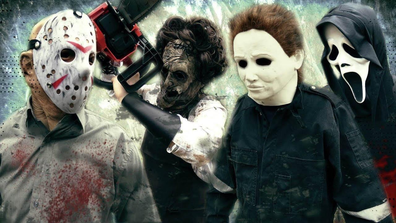 JASON VOORHEES vs LEATHERFACE vs GHOSTFACE vs MICHAEL MYERS | Horror Battle Fan Film backdrop
