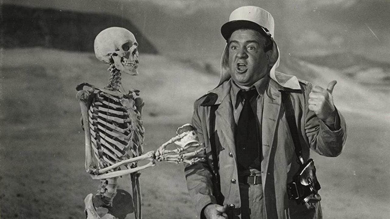Bud Abbott and Lou Costello in the Foreign Legion backdrop