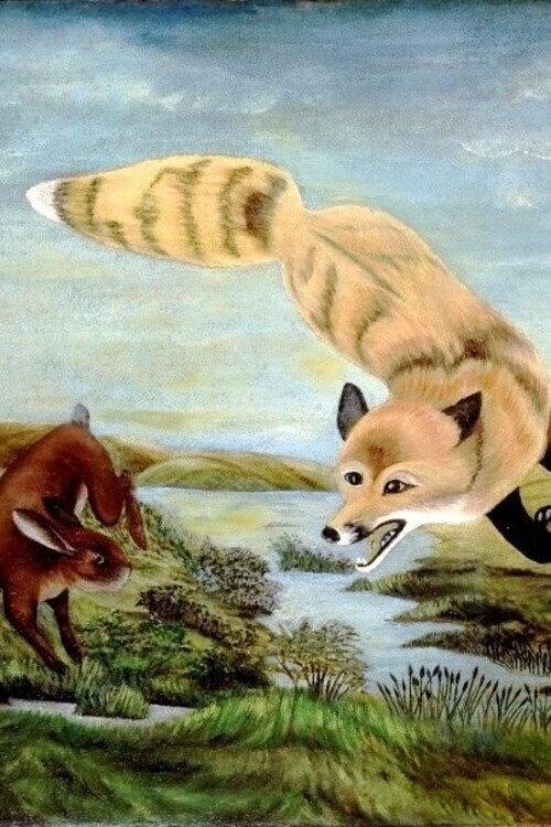 Renard et lapins backdrop
