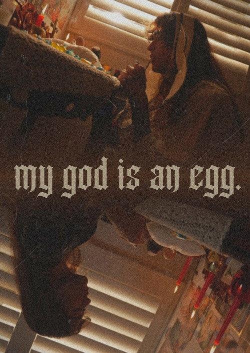 my god is an egg. backdrop