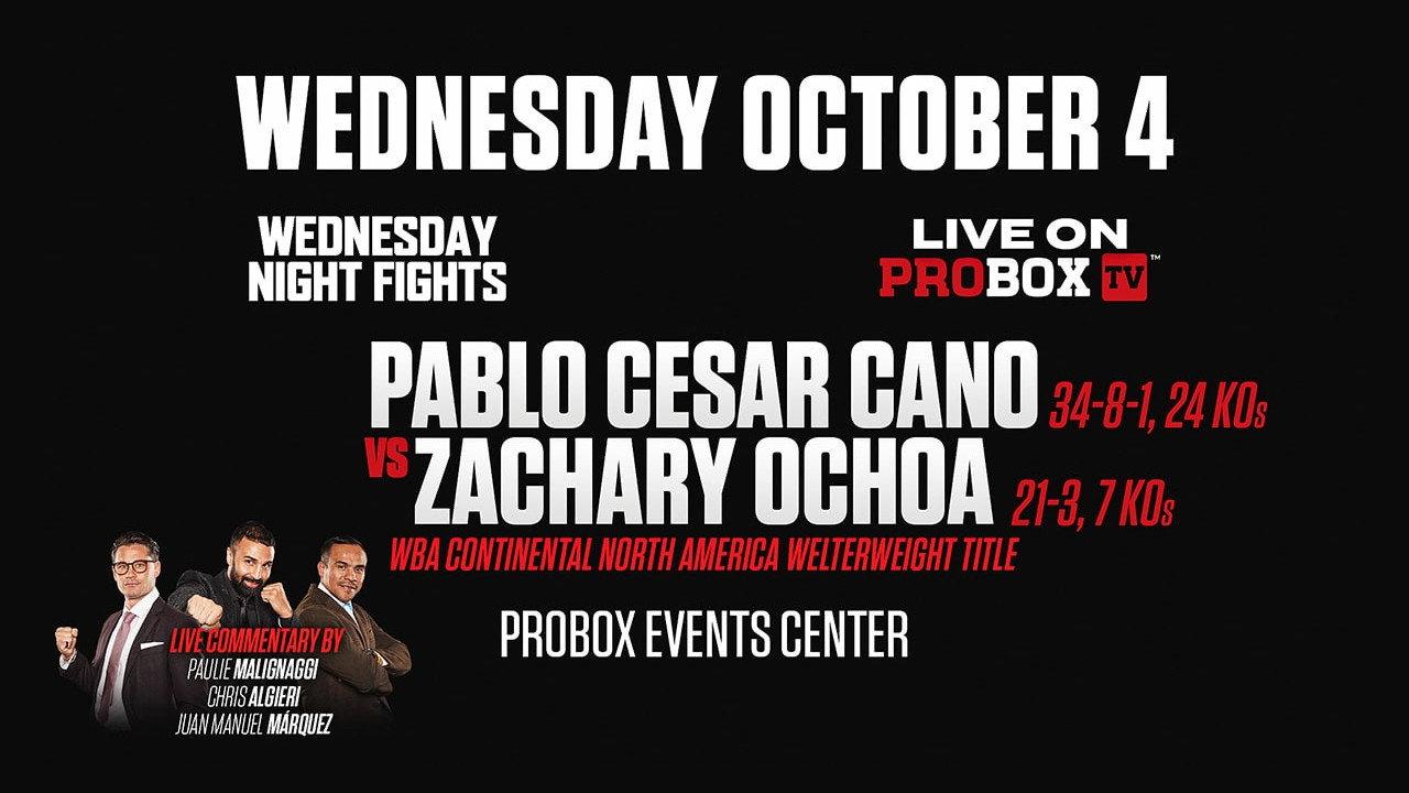 Pablo Cesar Cano vs. Zachary Ochoa backdrop