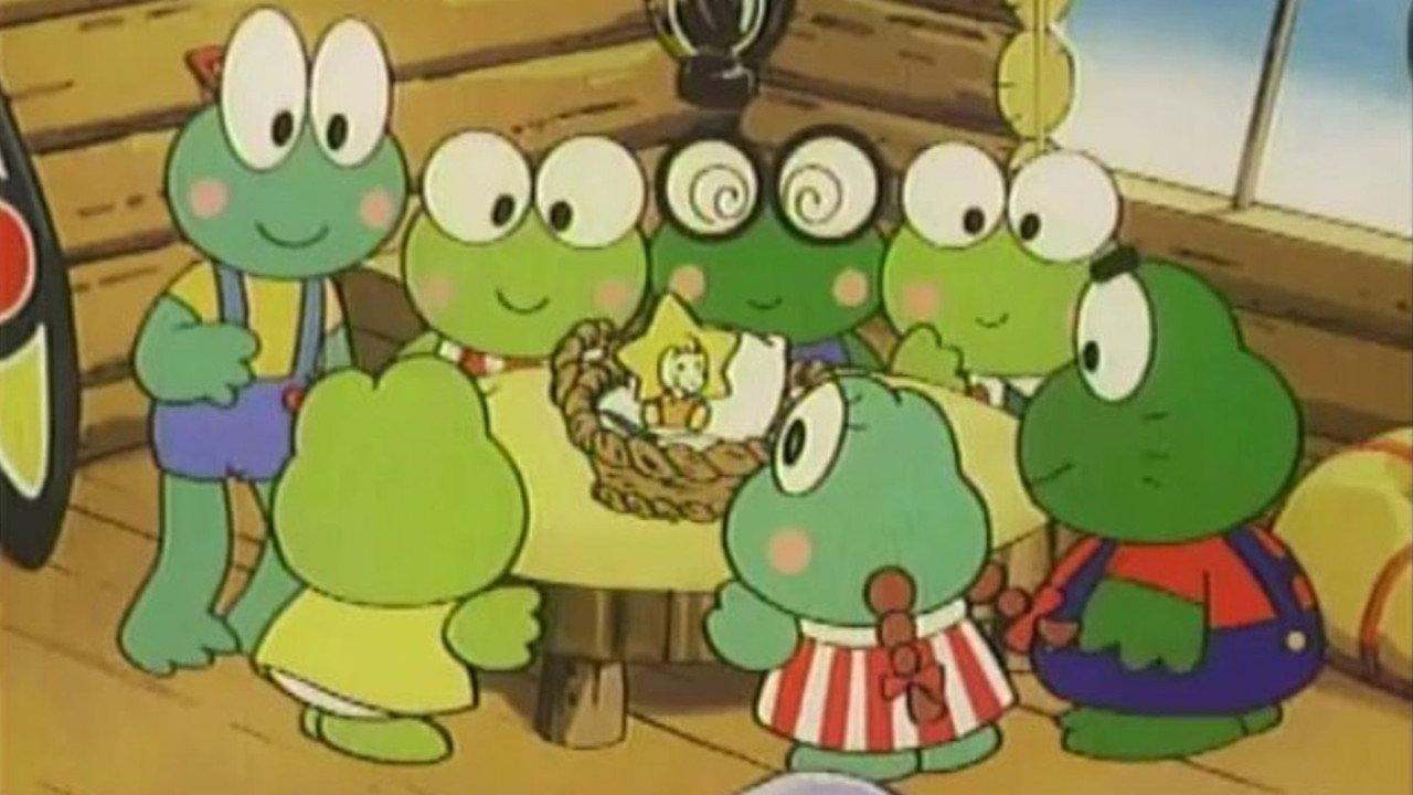 Keroppi in the Christmas Eve Gift backdrop