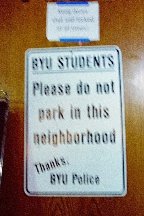 BYU Students Don't Park Here backdrop