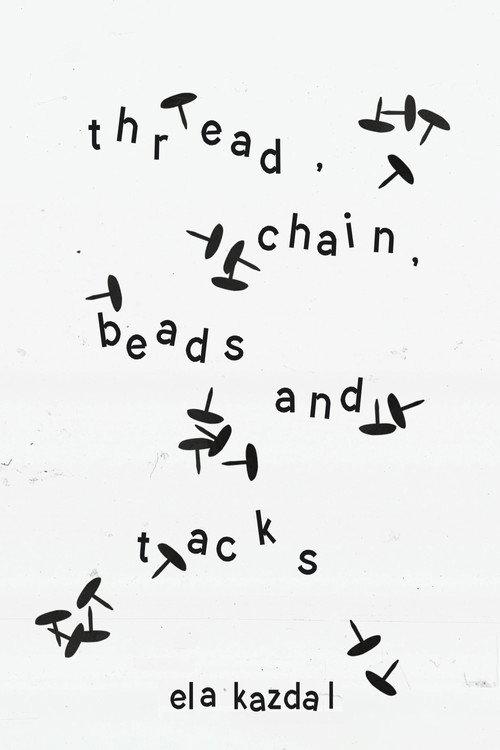 thread, chain, beads, and tacks backdrop