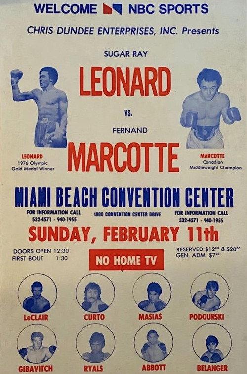 Sugar Ray Leonard vs. Fernand Marcotte backdrop